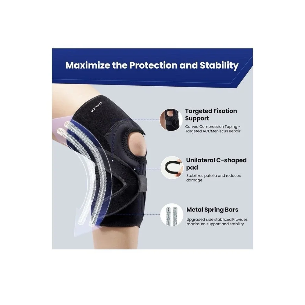 Galvaran Knee Brace Black Medium Right ACL MCL Meniscus Tear Stabilize Support